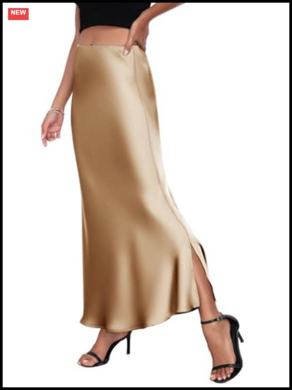 Satin A-Line Maxi Skirt High Waisted Fishtail Summer Party Silk Flowy